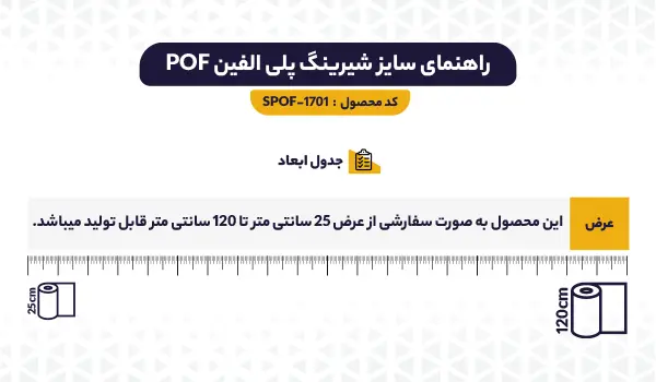 راهنمای سایز شیرینگ حرارتی پلی الفین POF